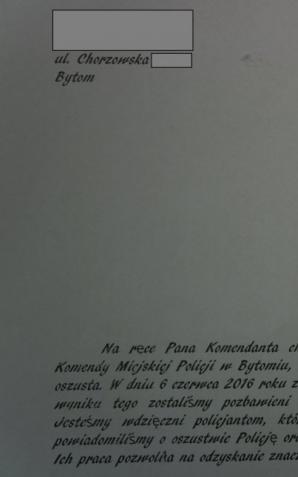 Podziękowali policjantom za odzyskanie 90 tys. zł